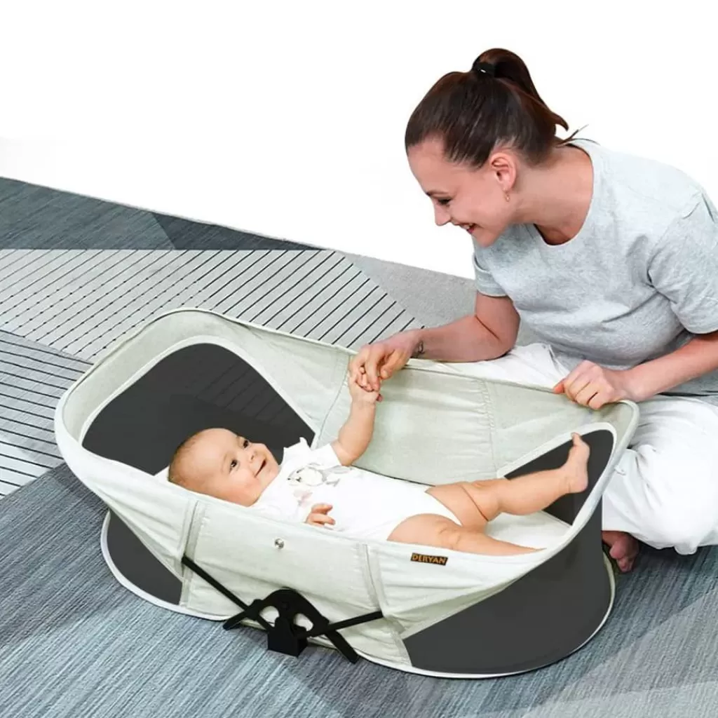 vidaXL Meubelen Voor Baby'S & Peuters>Deryan Reisbedje Infant Baby Luxe Met Klamboe Pop-Up Cremekleurig