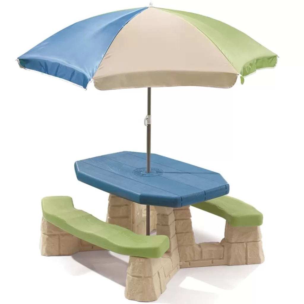 vidaXL Meubelen Voor Baby'S & Peuters>Step2 Picknicktafel Met Parasol Aqua