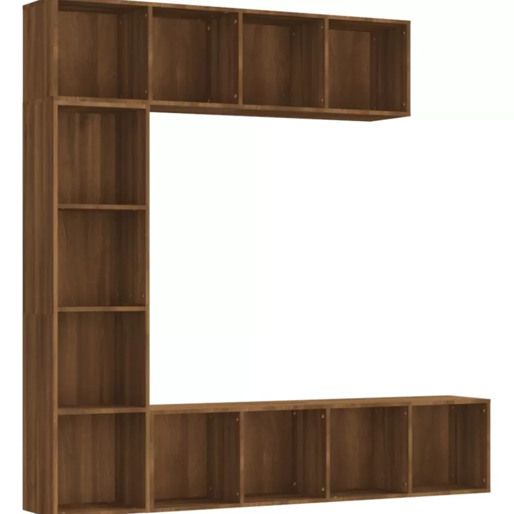 vidaXL Boekenkasten & Wandplanken> 3-Delige Boekenkast- / Tv-Meubelset 180X30X180 Cm Bruineiken