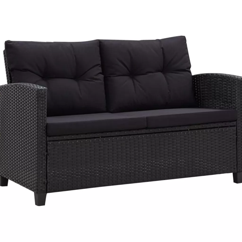 vidaXL Tuinmeubelen> 6-Delige Loungeset Met Kussens Poly Rattan Zwart