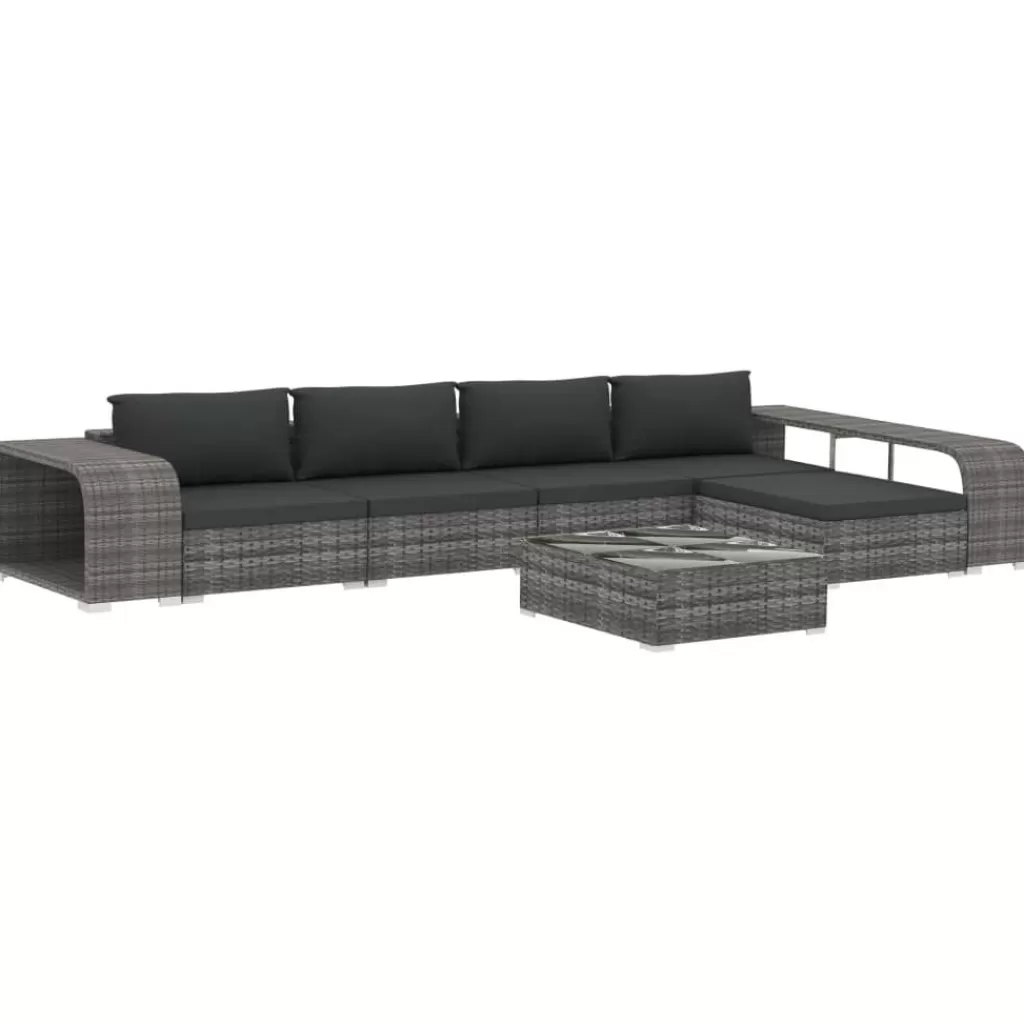 vidaXL Tuinmeubelen> 8-Delige Loungeset Met Kussens Poly Rattan Grijs