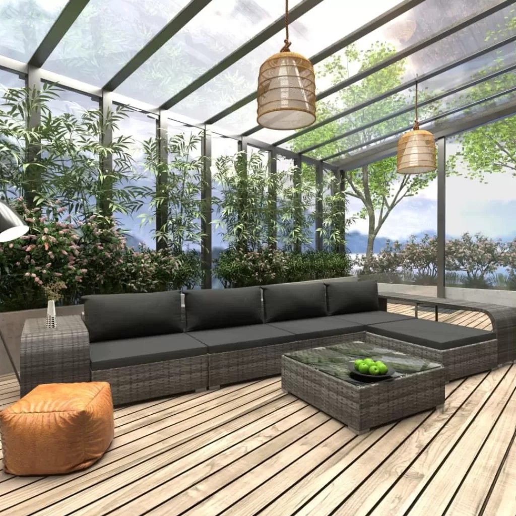 vidaXL Tuinmeubelen> 8-Delige Loungeset Met Kussens Poly Rattan Grijs