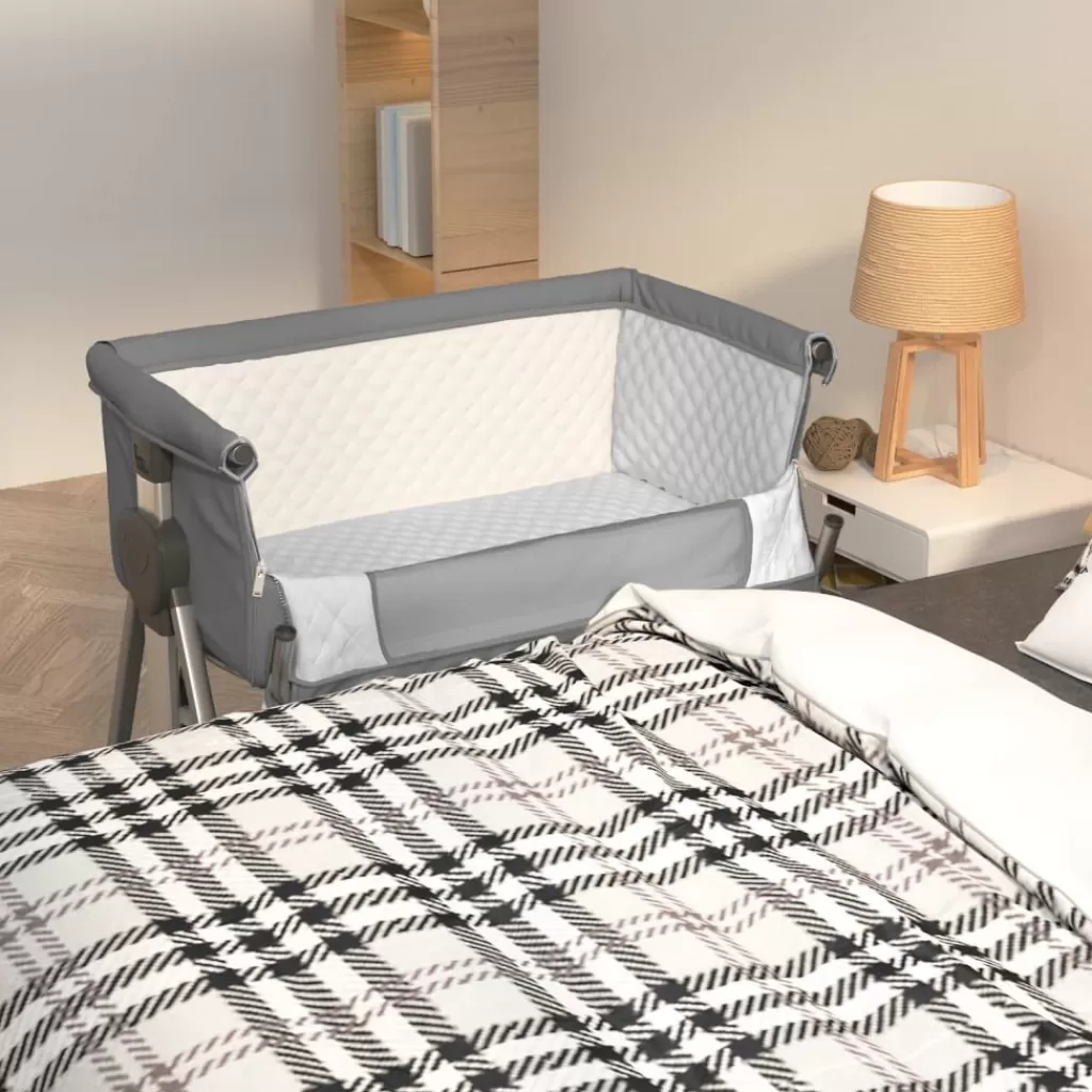 vidaXL Meubelen Voor Baby'S & Peuters> Babybed Met Matras Linnen Donkergrijs