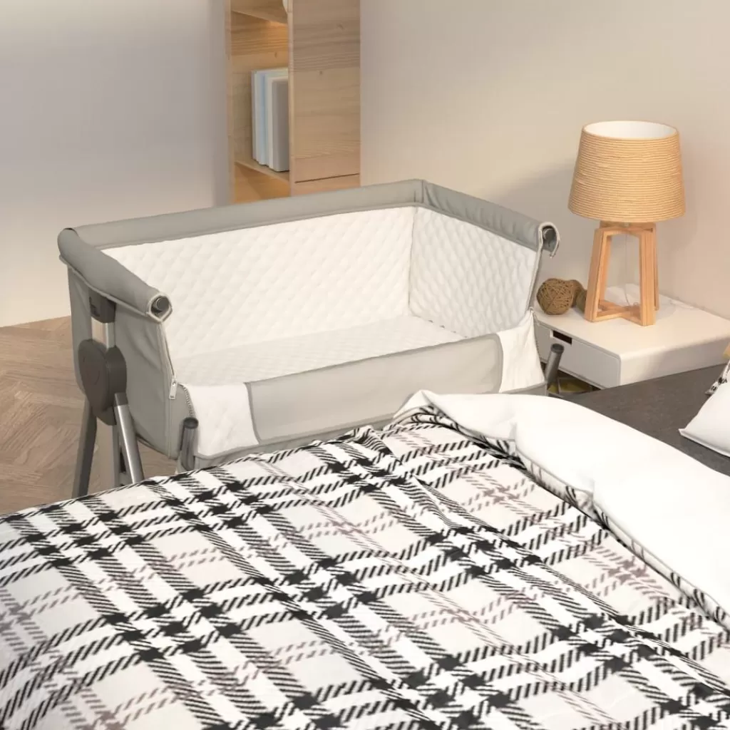 vidaXL Meubelen Voor Baby'S & Peuters> Babybed Met Matras Linnen Lichtgrijs