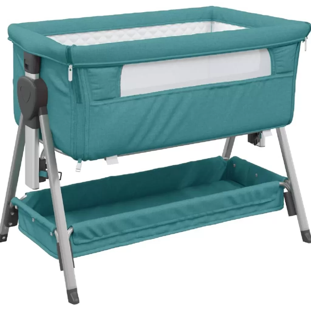 vidaXL Meubelen Voor Baby'S & Peuters> Babybox Met Matras Linnen Groen