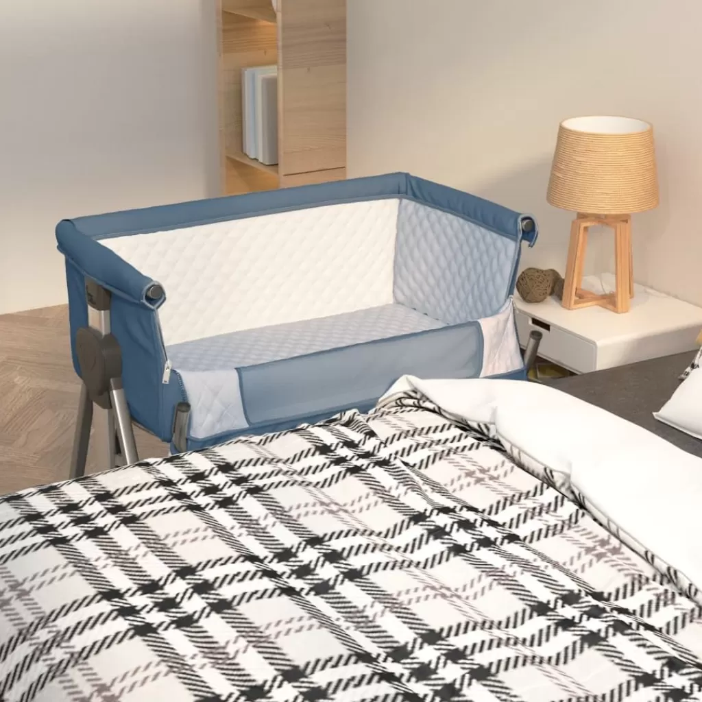 vidaXL Meubelen Voor Baby'S & Peuters> Babybox Met Matras Linnen Marineblauw