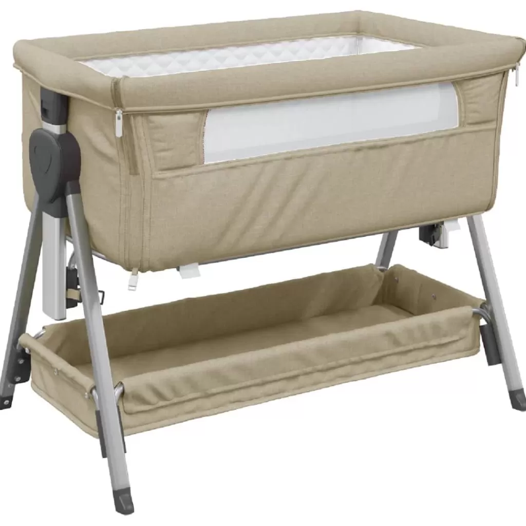 vidaXL Meubelen Voor Baby'S & Peuters> Babybox Met Matras Linnen Taupe