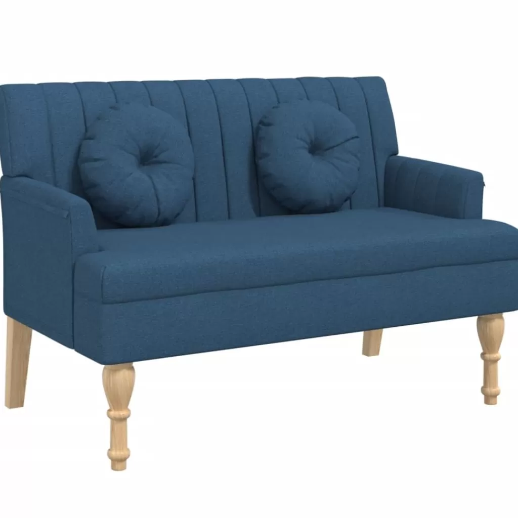 vidaXL Bankjes> Bankje Met Kussens 113X64,5X75,5 Cm Stof Blauw