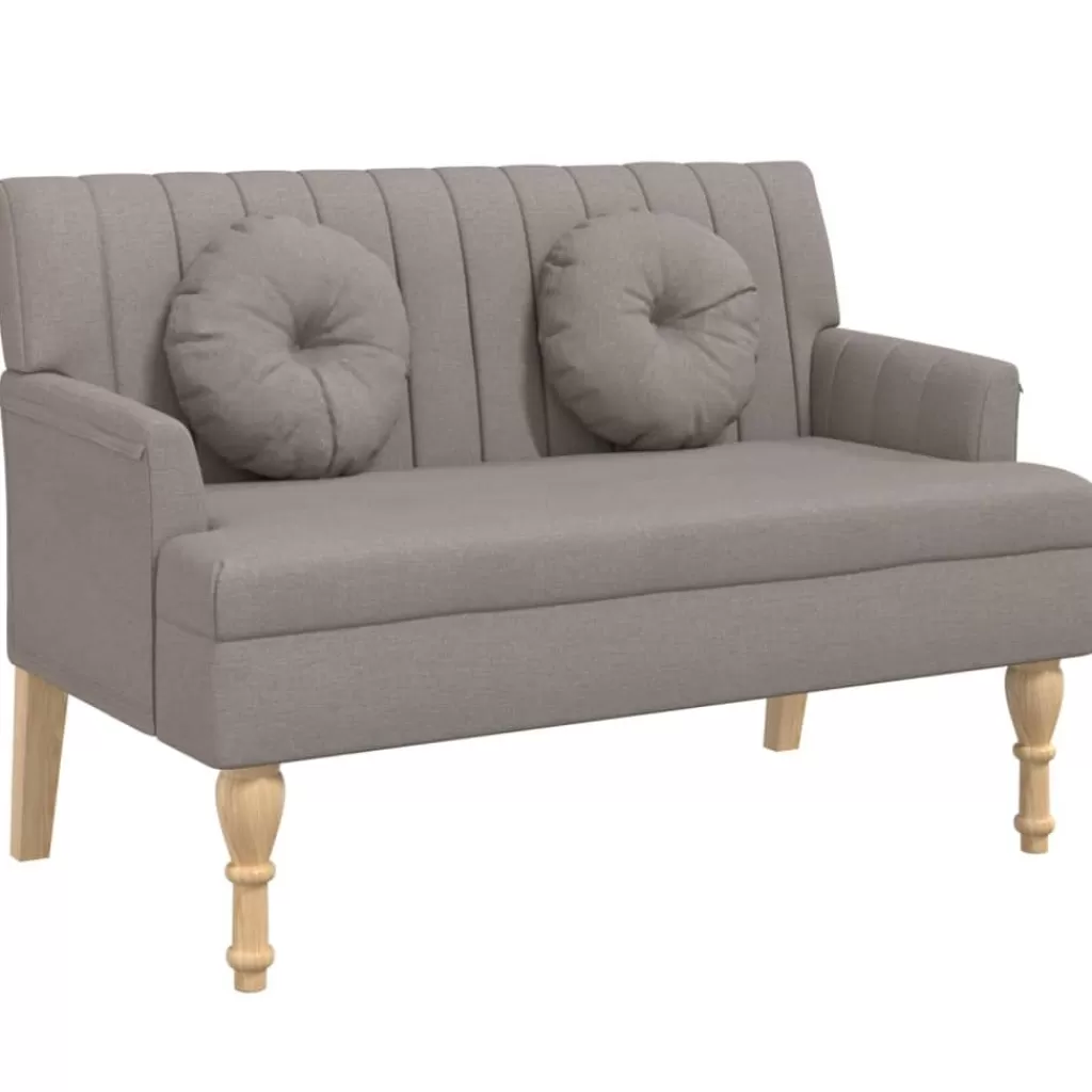 vidaXL Bankjes> Bankje Met Kussens 113X64,5X75,5 Cm Stof Taupe