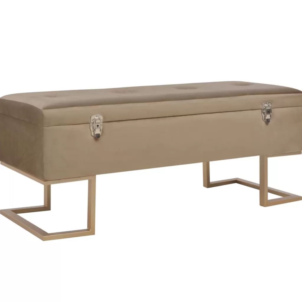 vidaXL Bankjes> Bankje Met Opbergvak 105 Cm Fluweel Beige