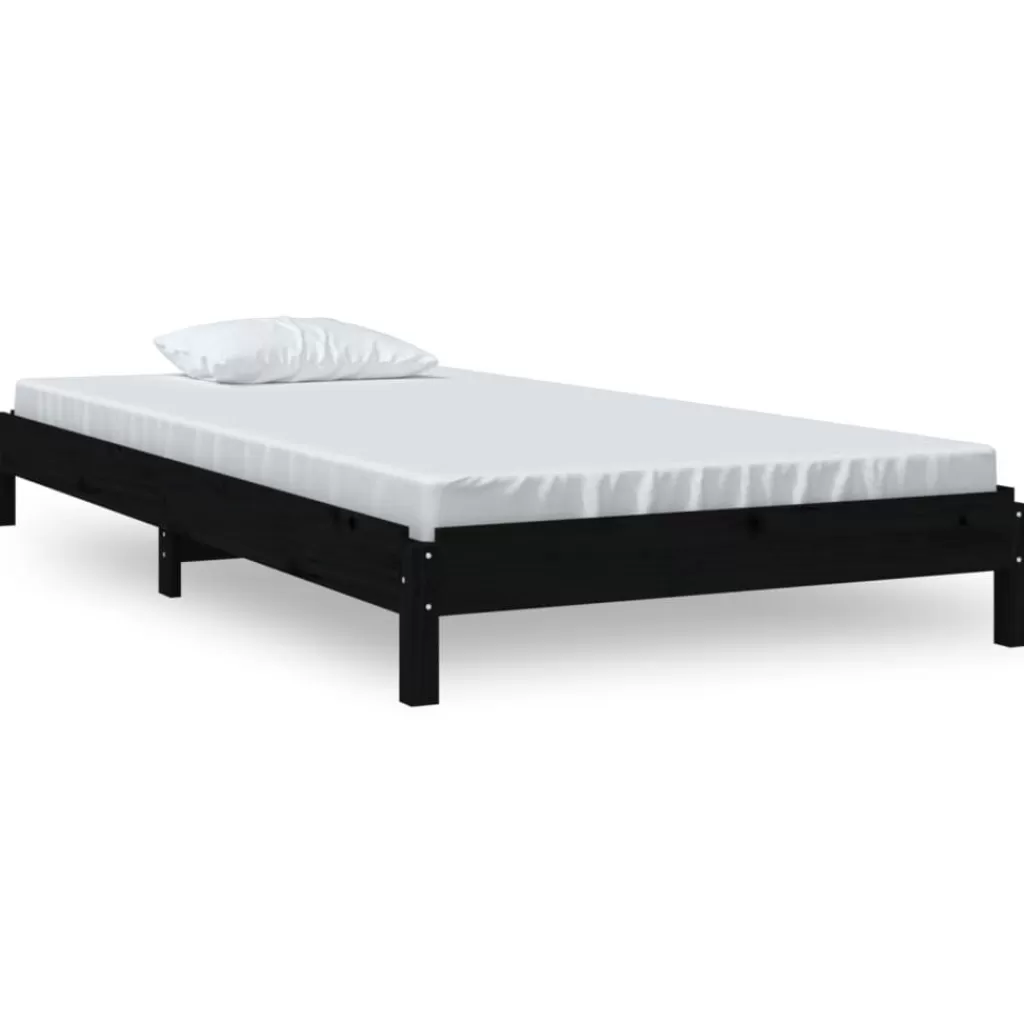 vidaXL Bedden & Accessoires> Bed Stapelbaar 75X190 Cm Massief Grenenhout Zwart