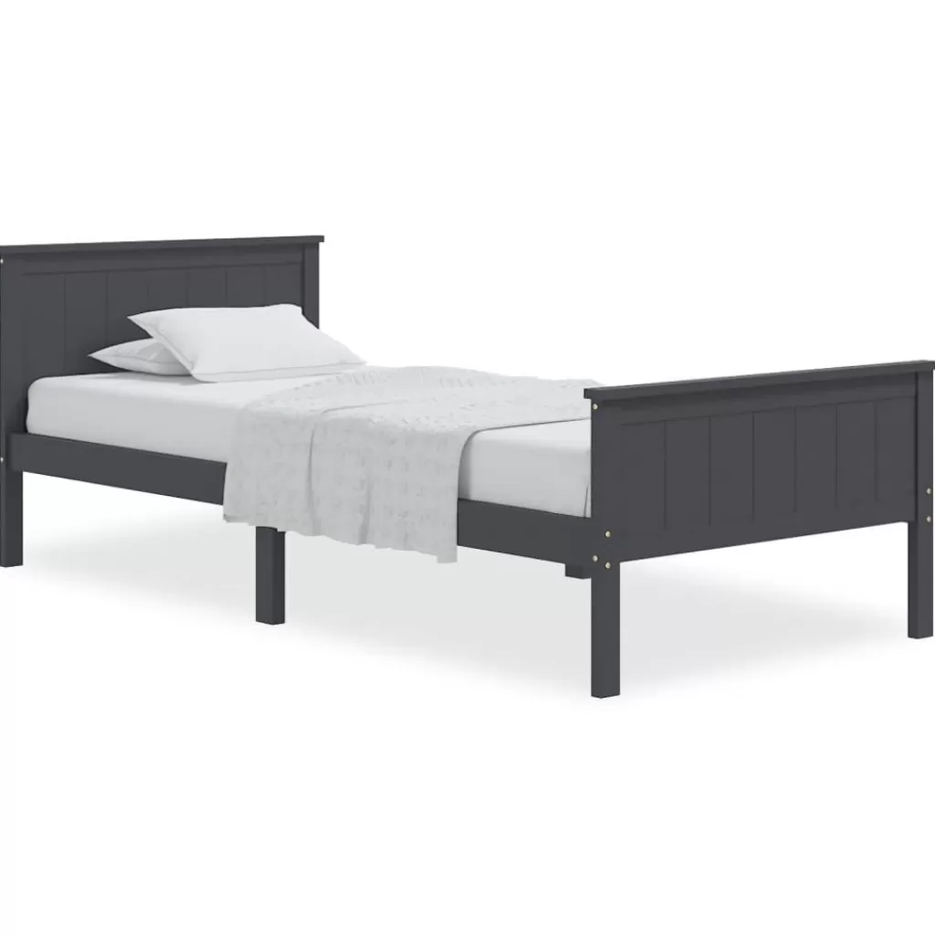 vidaXL Bedden & Accessoires> Bedframe Massief Grenenhout Grijs 100X200 Cm