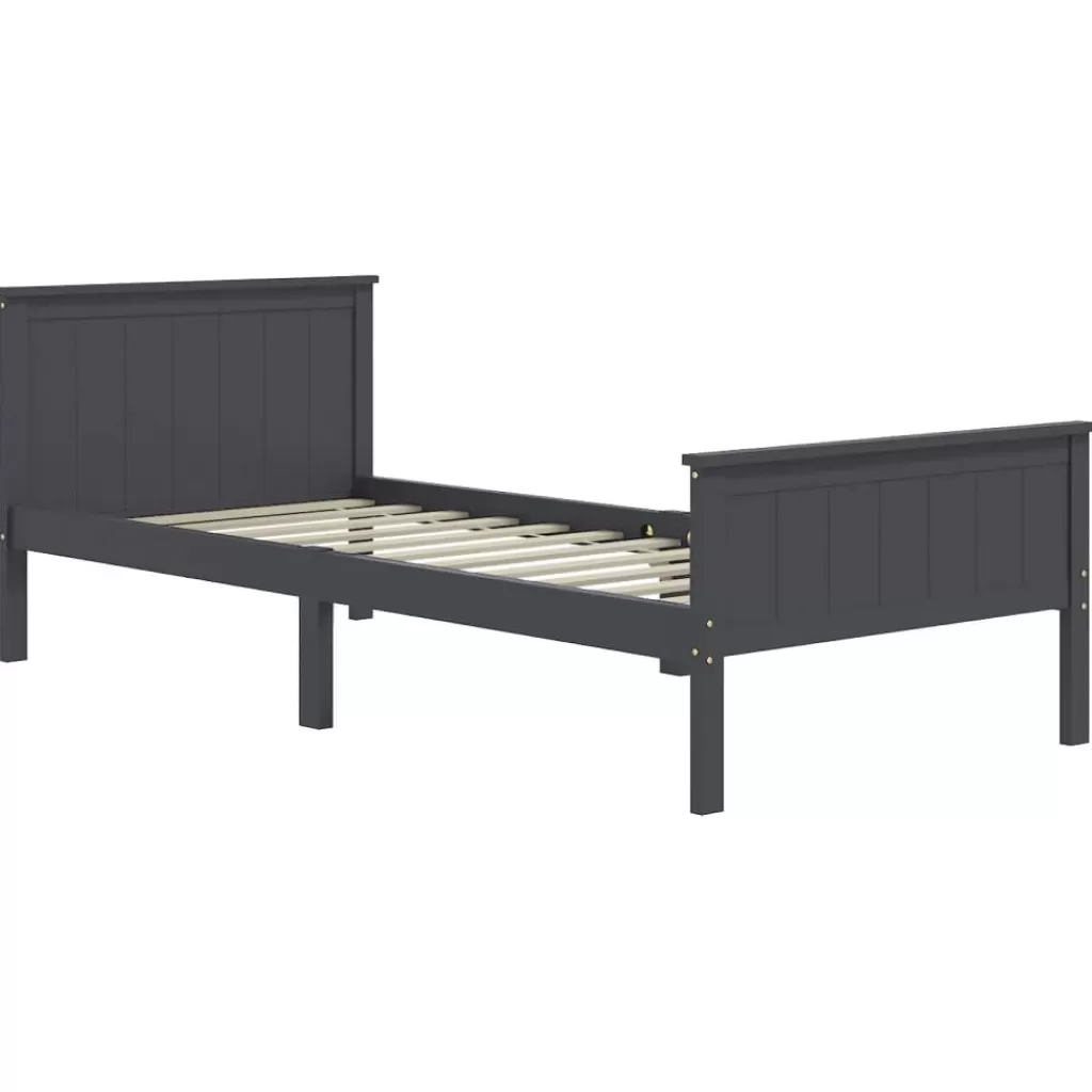 vidaXL Bedden & Accessoires> Bedframe Massief Grenenhout Grijs 100X200 Cm