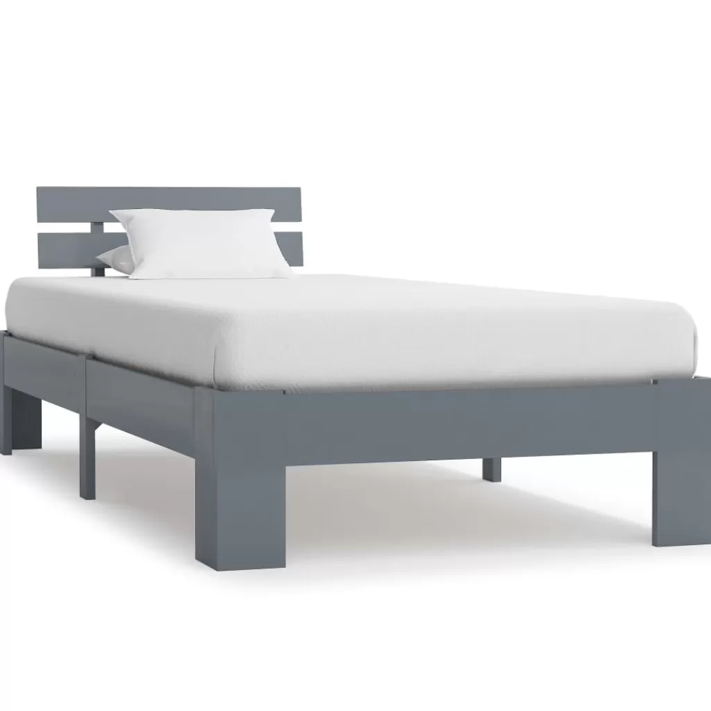 vidaXL Bedden & Accessoires> Bedframe Massief Grenenhout Grijs 90X200 Cm