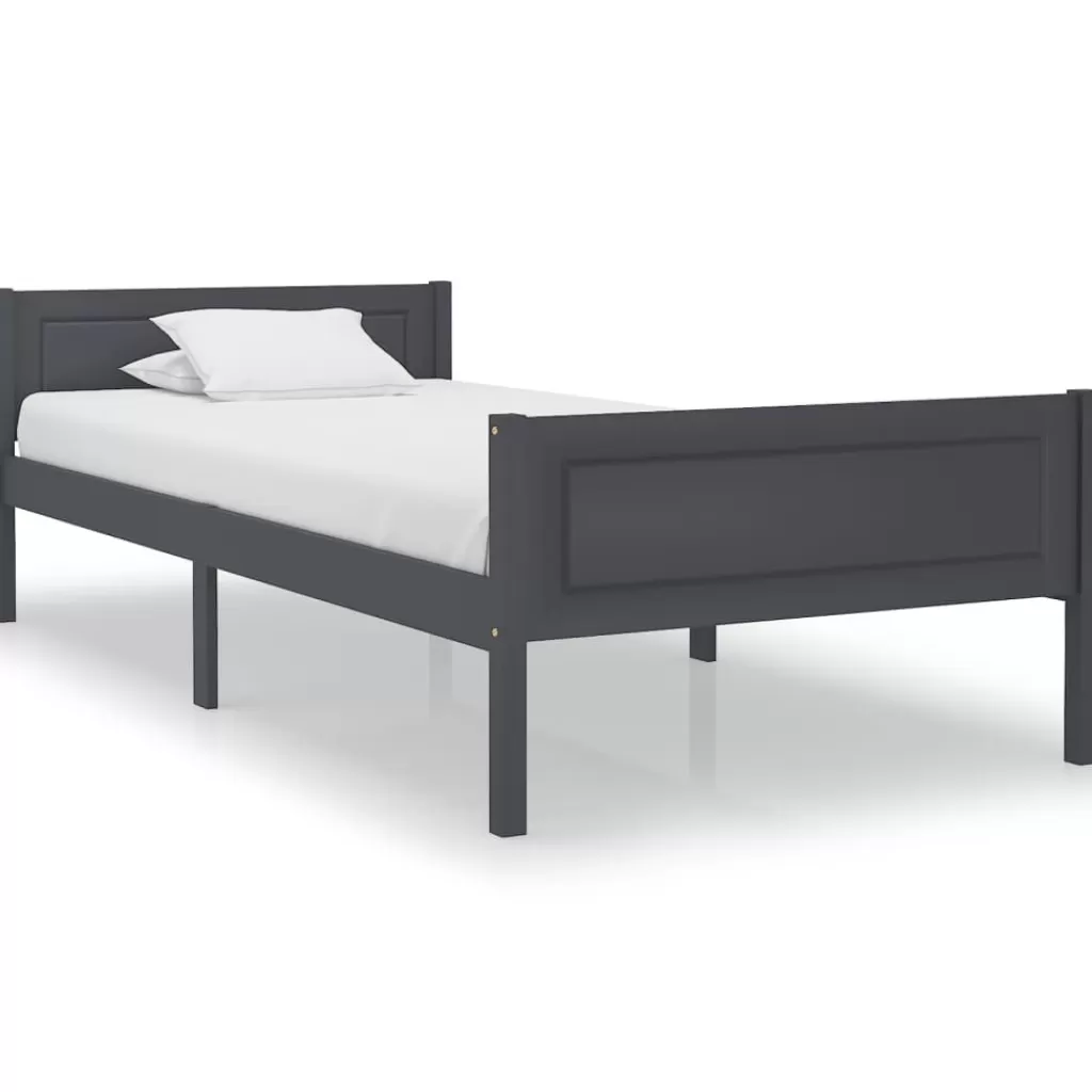 vidaXL Bedden & Accessoires> Bedframe Massief Grenenhout Grijs 90X200 Cm