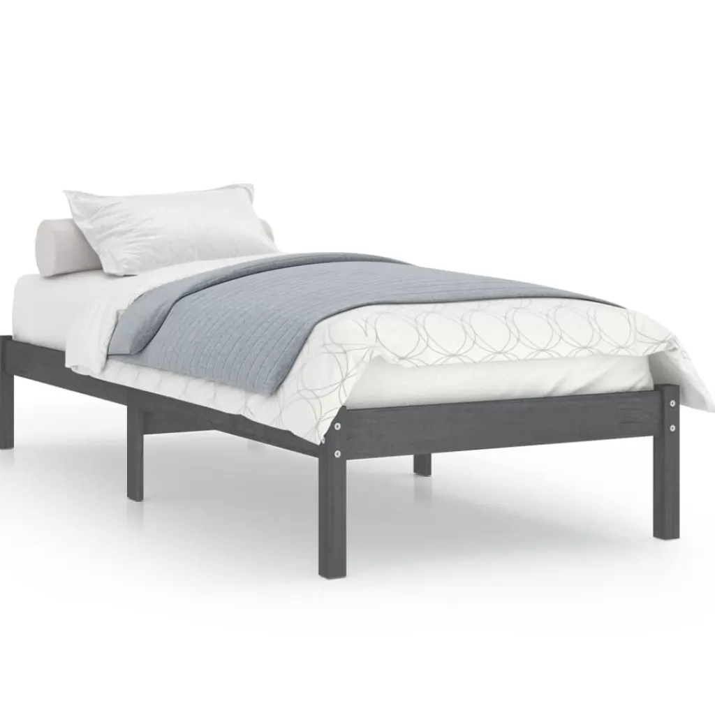 vidaXL Bedden & Accessoires> Bedframe Massief Grenenhout Grijs 90X200 Cm