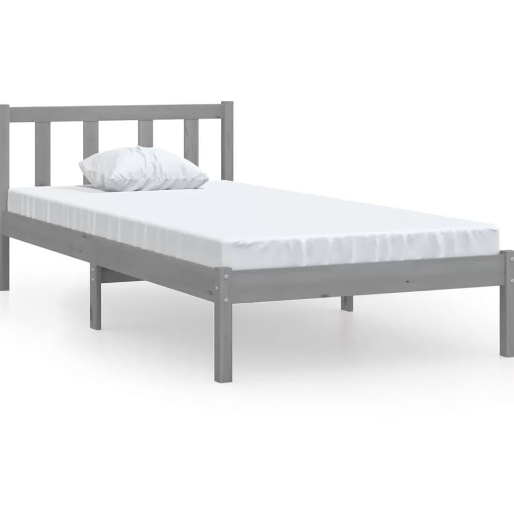 vidaXL Bedden & Accessoires> Bedframe Massief Grenenhout Grijs 90X200 Cm