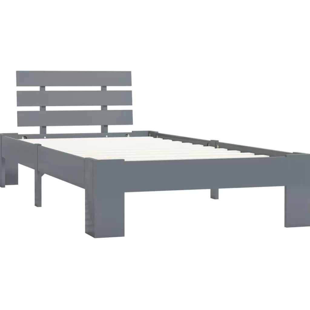 vidaXL Bedden & Accessoires> Bedframe Massief Grenenhout Grijs 90X200 Cm