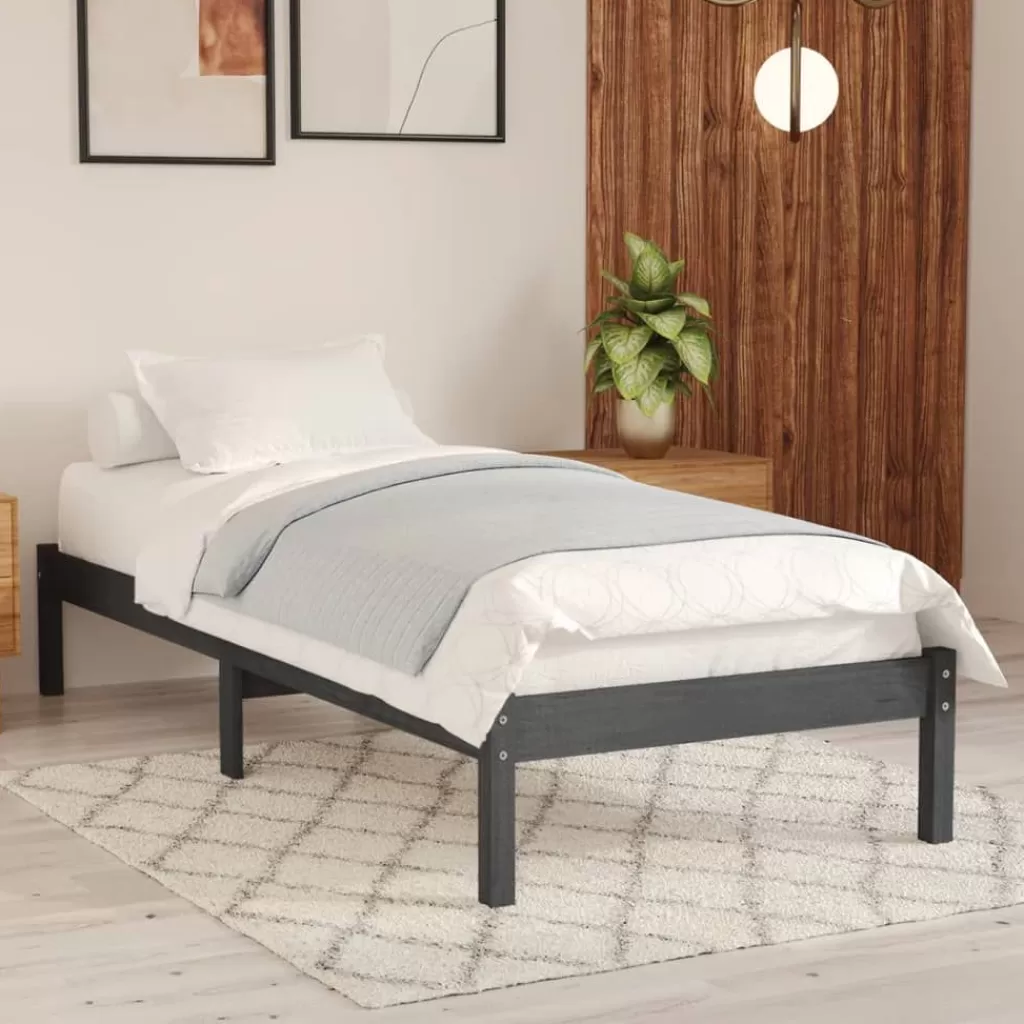 vidaXL Bedden & Accessoires> Bedframe Massief Grenenhout Grijs 90X200 Cm