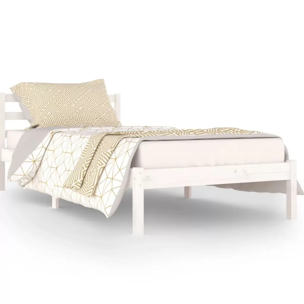 vidaXL Bedden & Accessoires> Bedframe Massief Grenenhout Wit 90X200 Cm