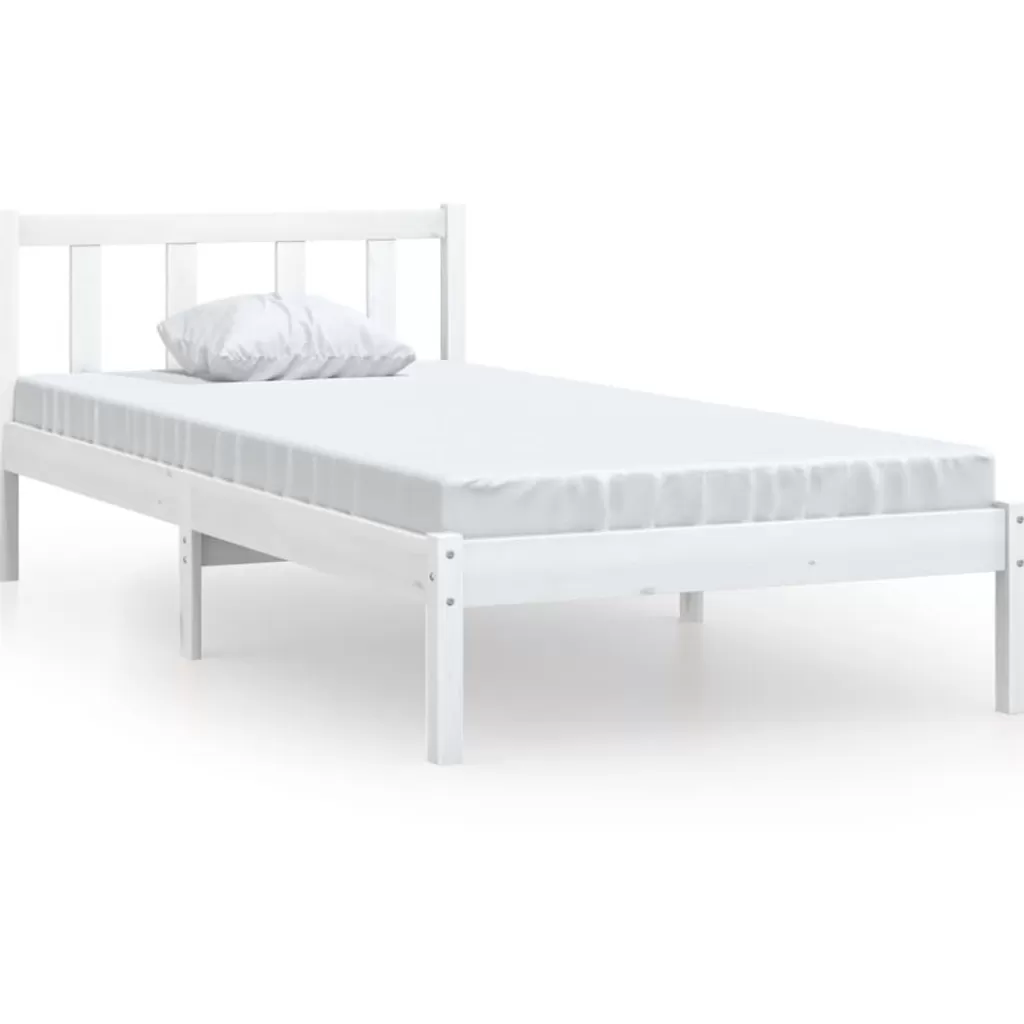 vidaXL Bedden & Accessoires> Bedframe Massief Grenenhout Wit 90X200 Cm