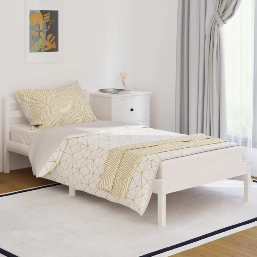 vidaXL Bedden & Accessoires> Bedframe Massief Grenenhout Wit 90X200 Cm