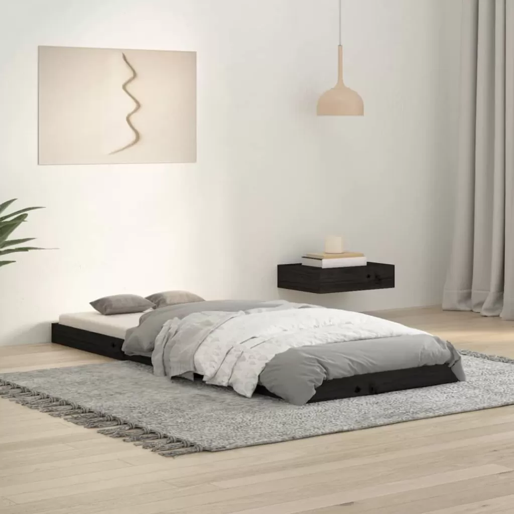 vidaXL Bedden & Accessoires> Bedframe Massief Grenenhout Zwart 75X190 Cm Small Single