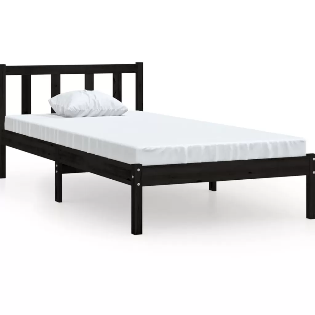 vidaXL Bedden & Accessoires> Bedframe Massief Grenenhout Zwart 90X200 Cm