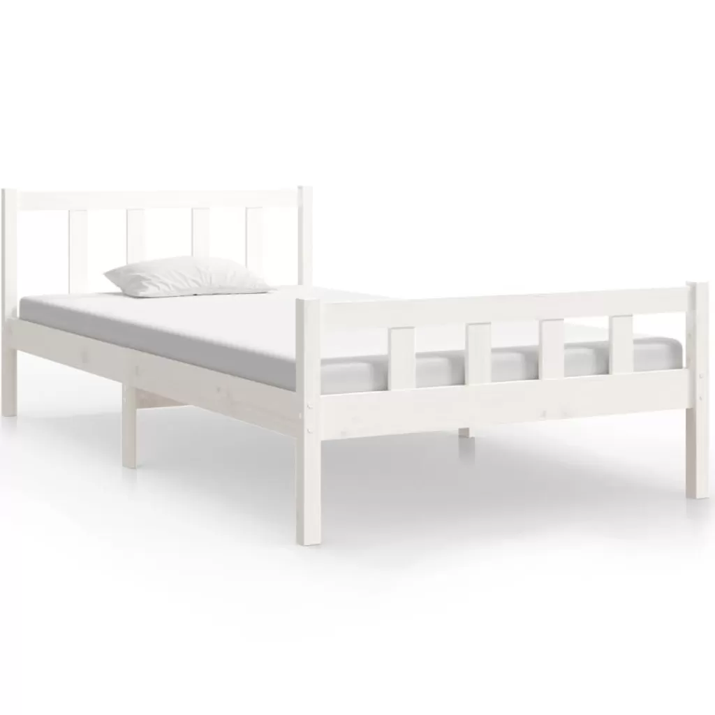 vidaXL Bedden & Accessoires> Bedframe Massief Hout Wit 90X200 Cm