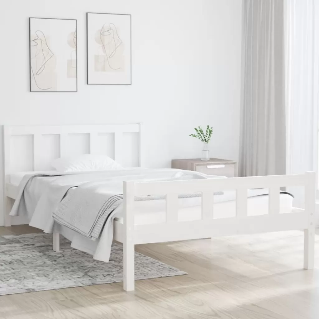 vidaXL Bedden & Accessoires> Bedframe Massief Hout Wit 90X200 Cm