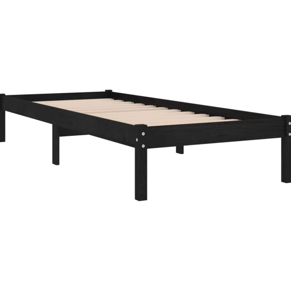 vidaXL Bedden & Accessoires> Bedframe Massief Hout Zwart 90X190 Cm 3Ft Single