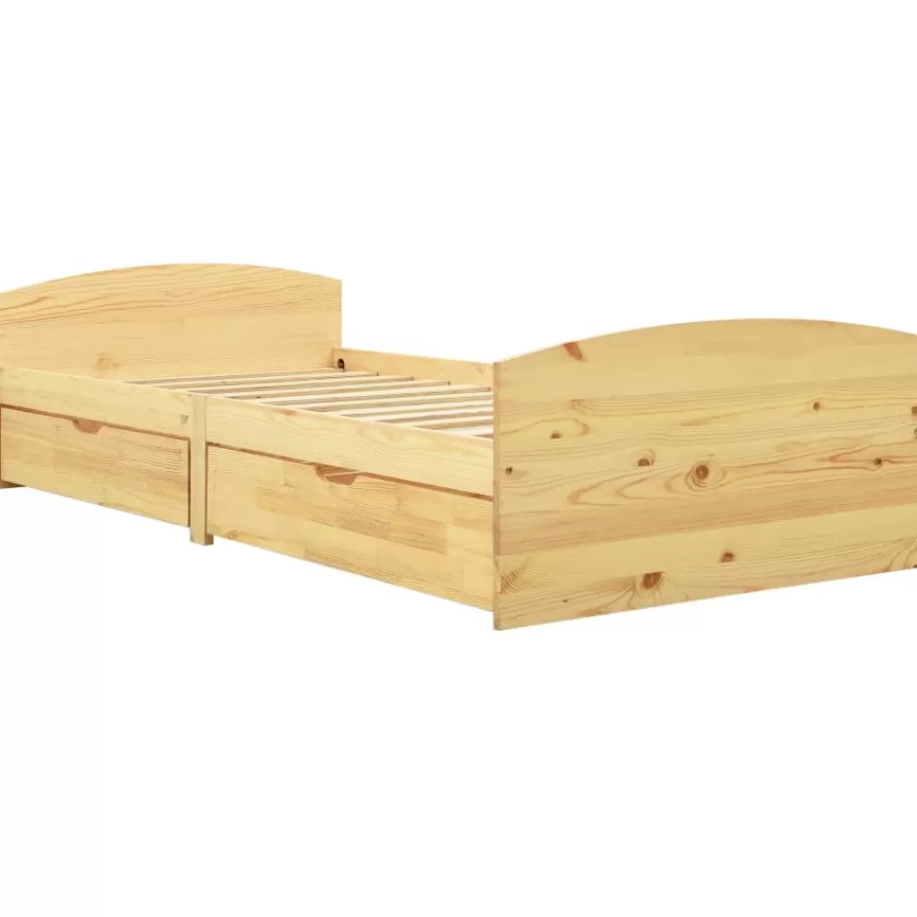 vidaXL Bedden & Accessoires> Bedframe Met 2 Lades Massief Grenenhout 90X200 Cm