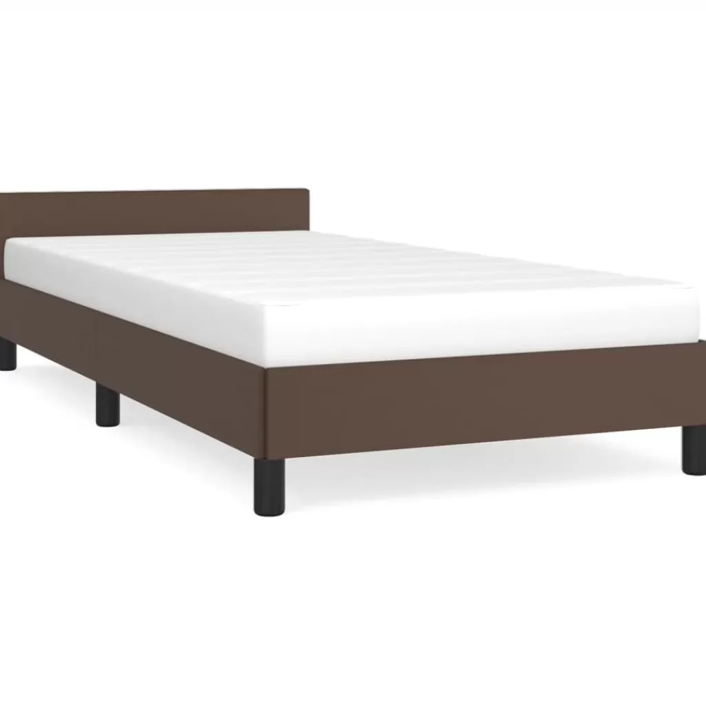 vidaXL Bedden & Accessoires> Bedframe Met Hoofdbord Kunstleer Bruin 80X200 Cm