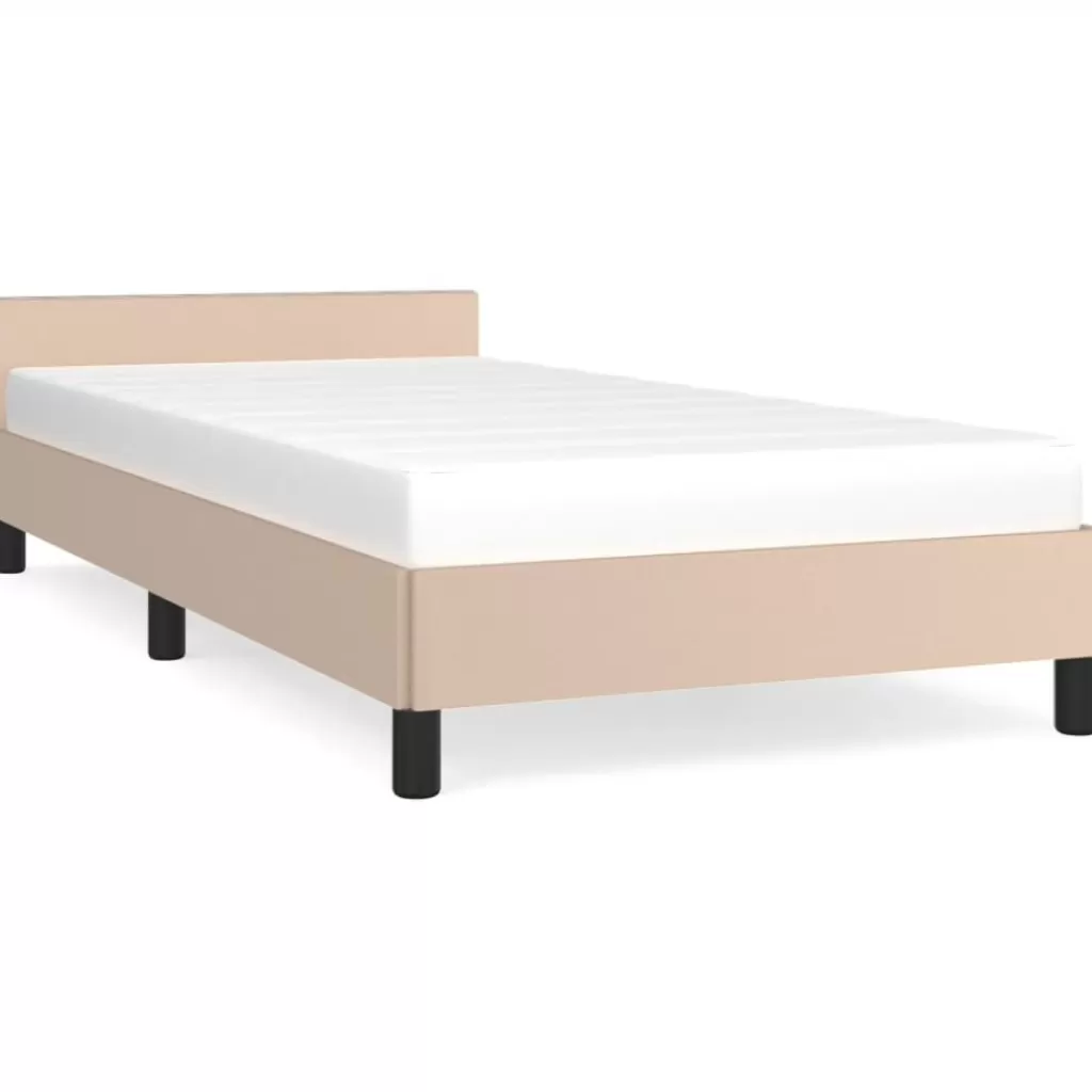 vidaXL Bedden & Accessoires> Bedframe Met Hoofdbord Kunstleer Cappucinnokleurig 80X200 Cm