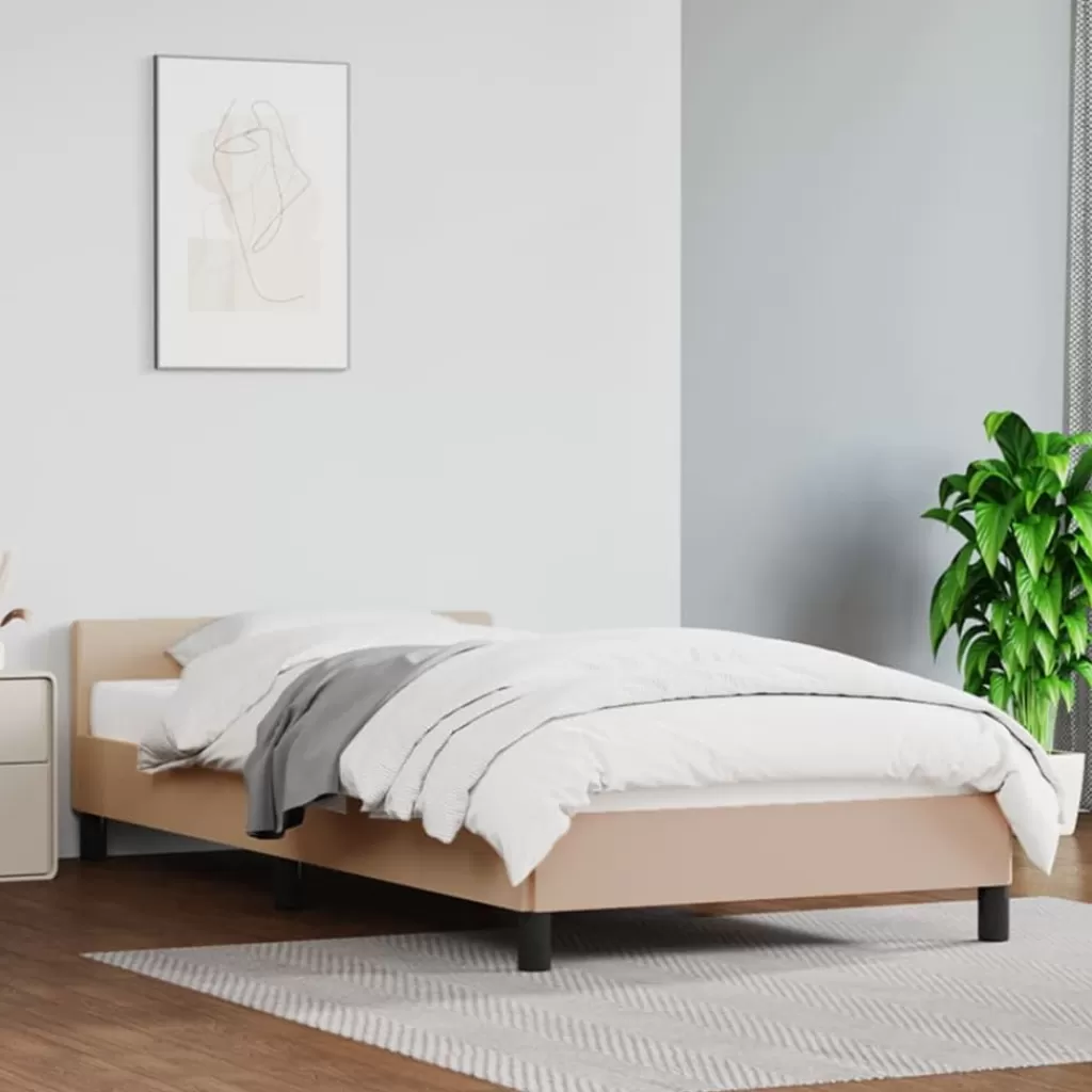 vidaXL Bedden & Accessoires> Bedframe Met Hoofdbord Kunstleer Cappucinnokleurig 80X200 Cm