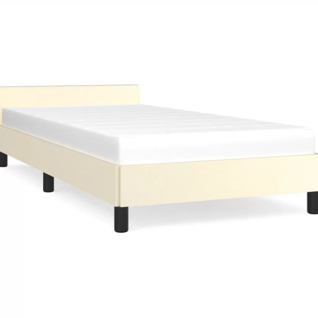 vidaXL Bedden & Accessoires> Bedframe Met Hoofdbord Kunstleer Cremekleurig 80X200 Cm