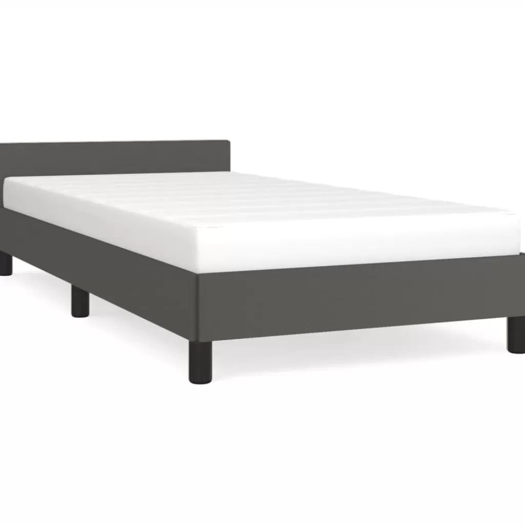 vidaXL Bedden & Accessoires> Bedframe Met Hoofdbord Kunstleer Grijs 80X200 Cm