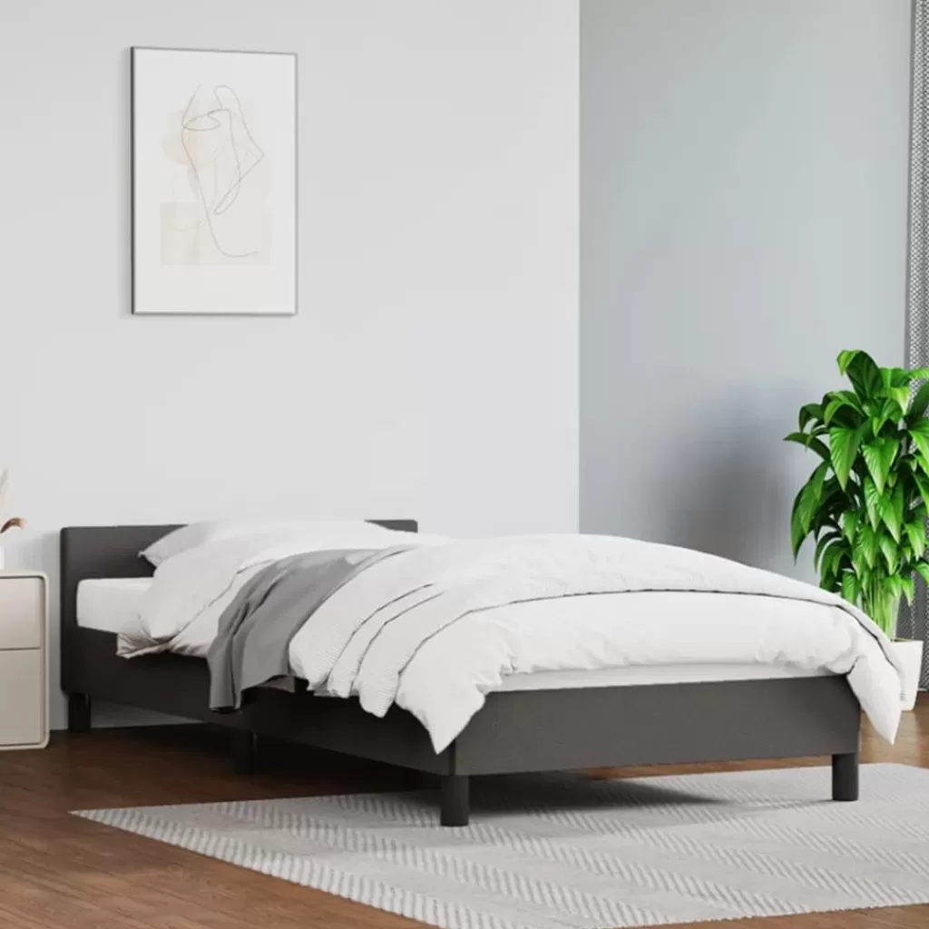 vidaXL Bedden & Accessoires> Bedframe Met Hoofdbord Kunstleer Grijs 80X200 Cm