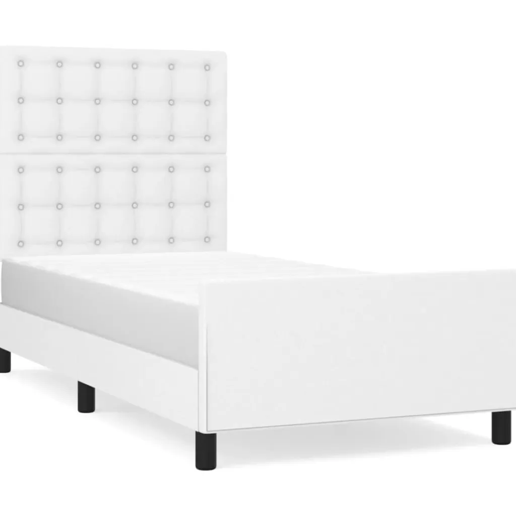 vidaXL Bedden & Accessoires> Bedframe Met Hoofdbord Kunstleer Wit 80X200 Cm