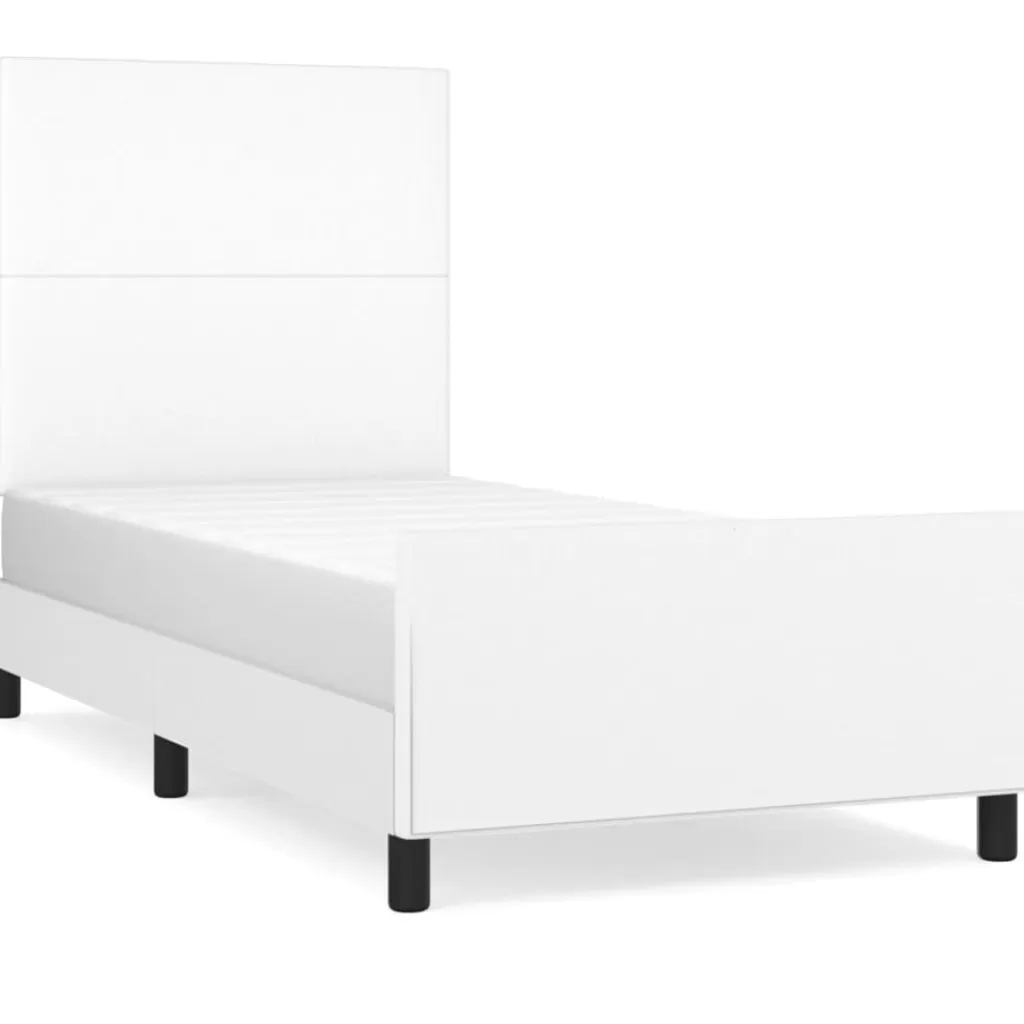 vidaXL Bedden & Accessoires> Bedframe Met Hoofdbord Kunstleer Wit 80X200 Cm