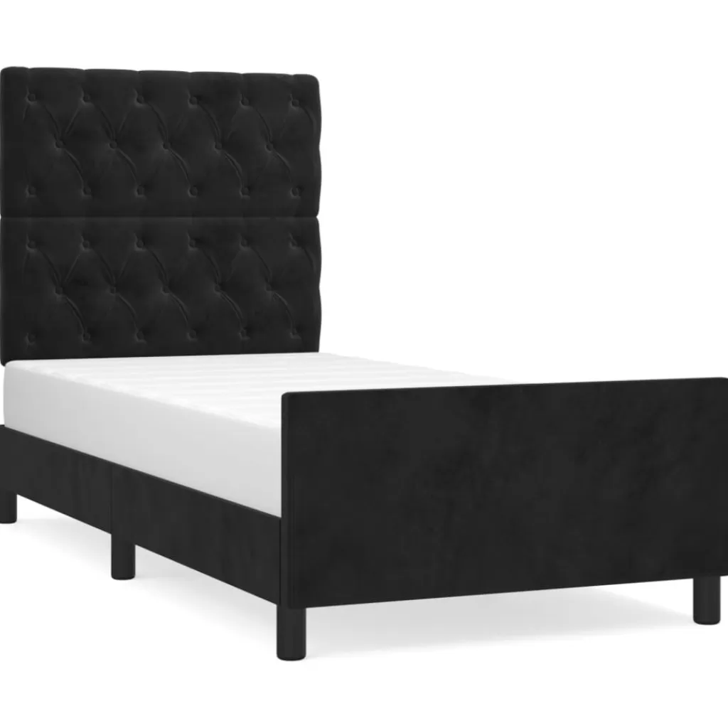 vidaXL Bedden & Accessoires> Bedframe Met Hoofdeinde Fluweel Zwart 80X200 Cm