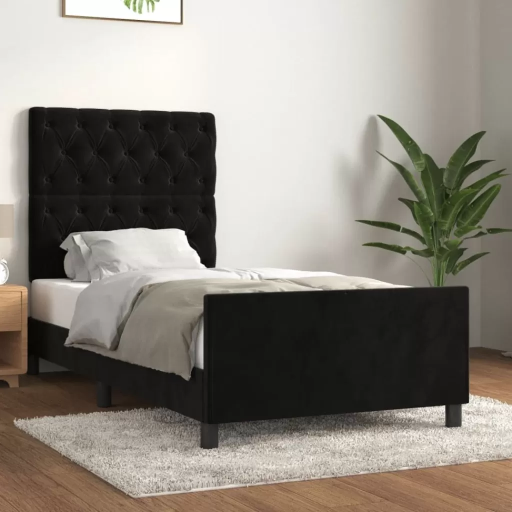 vidaXL Bedden & Accessoires> Bedframe Met Hoofdeinde Fluweel Zwart 80X200 Cm