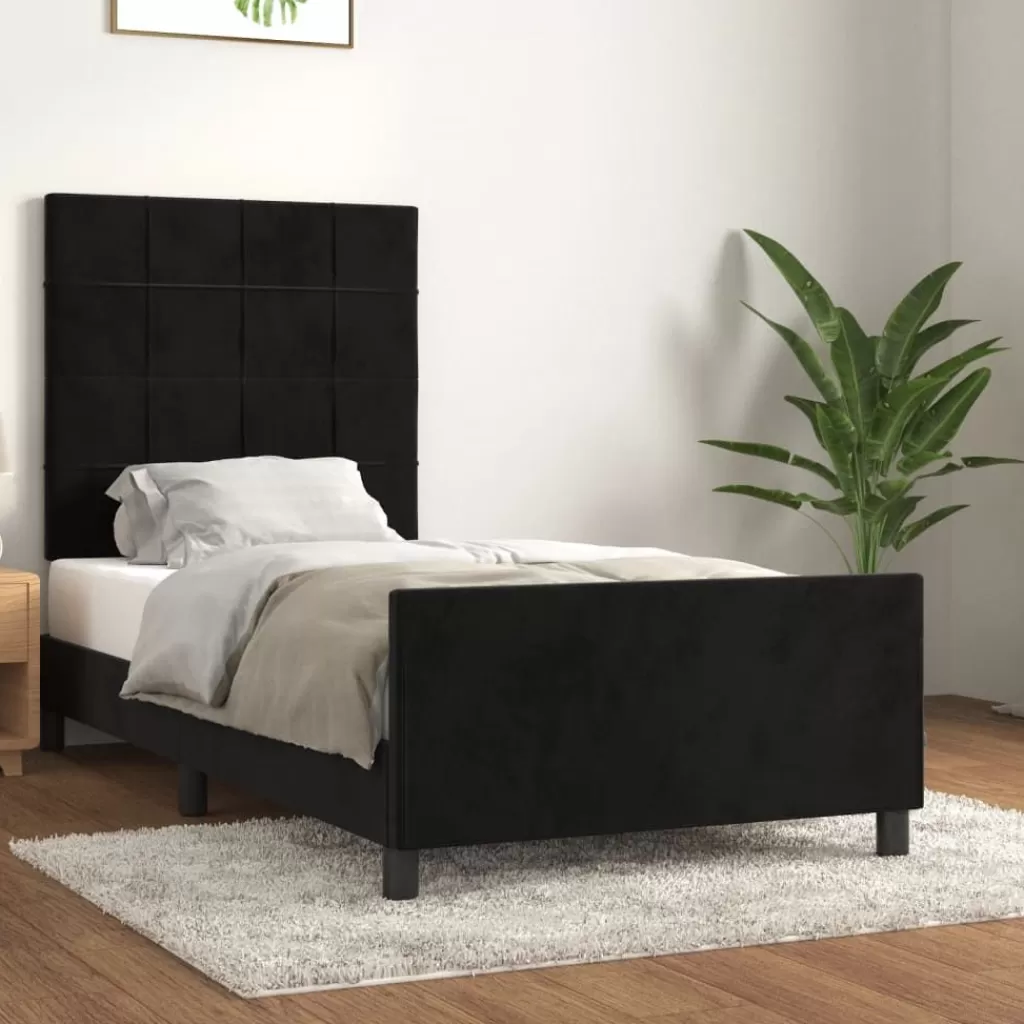 vidaXL Bedden & Accessoires> Bedframe Met Hoofdeinde Fluweel Zwart 80X200 Cm