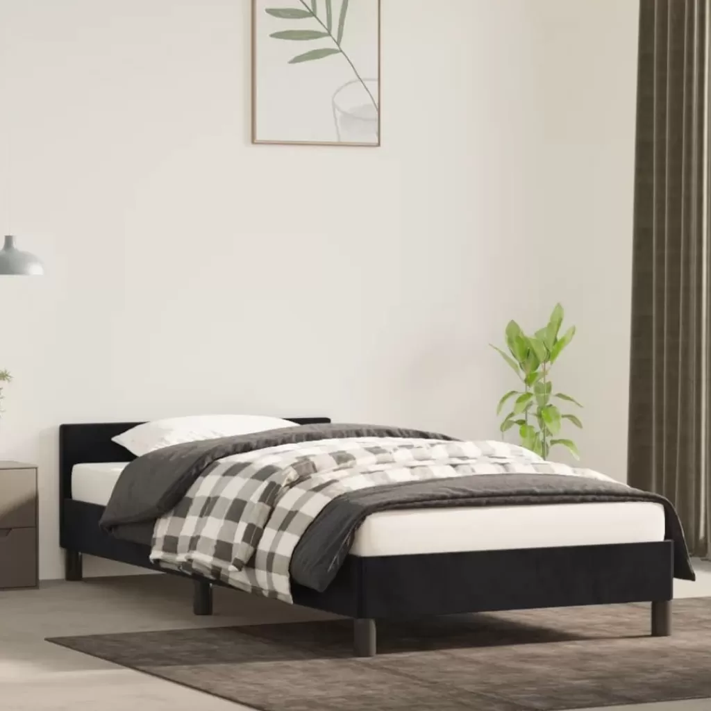 vidaXL Bedden & Accessoires> Bedframe Met Hoofdeinde Fluweel Zwart 80X200 Cm