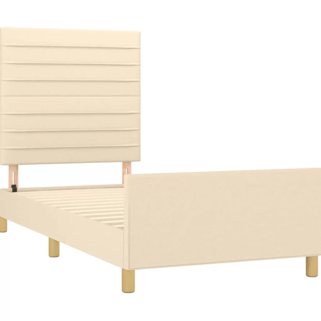 vidaXL Bedden & Accessoires> Bedframe Met Hoofdeinde Stof Cremekleurig 80X200 Cm