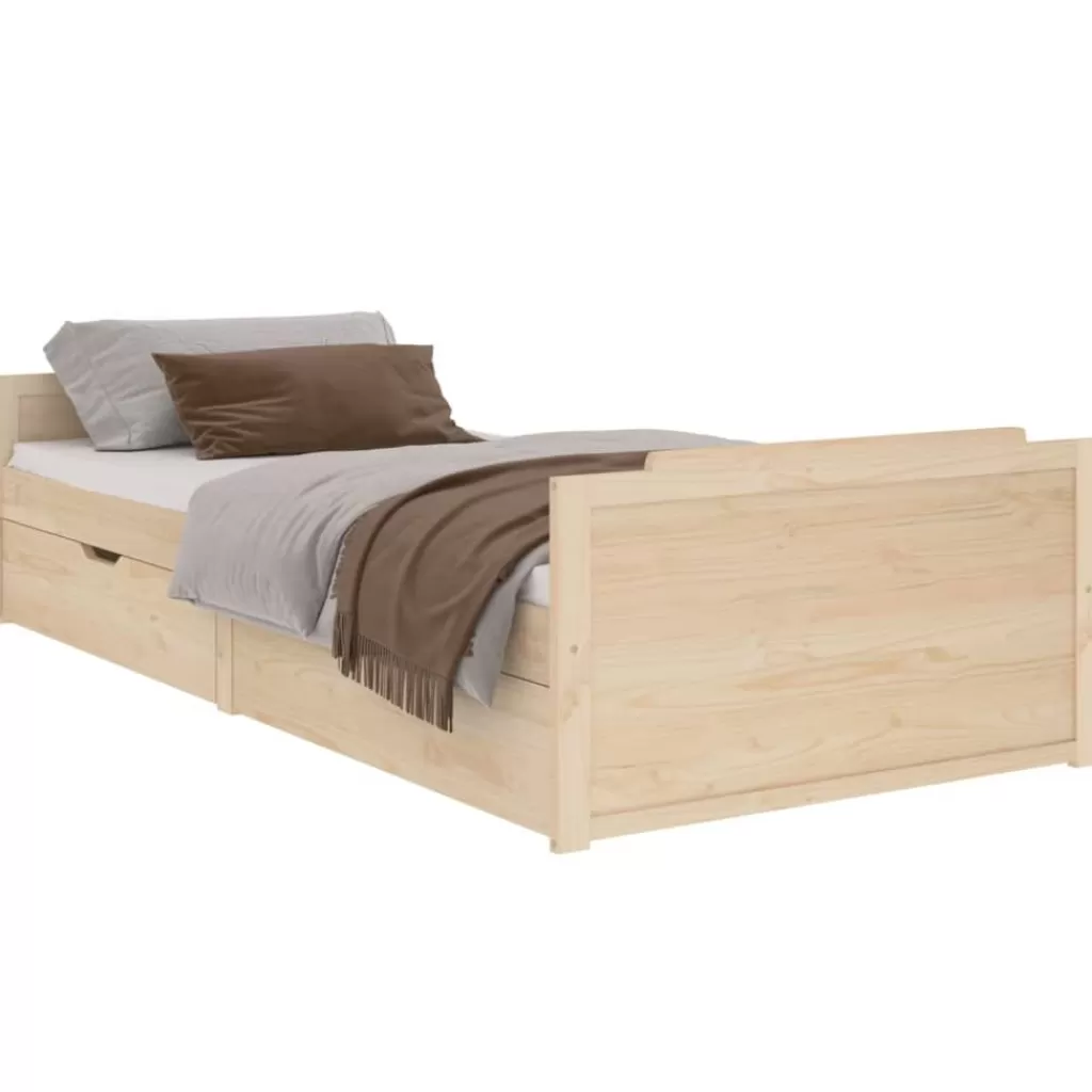 vidaXL Bedden & Accessoires> Bedframe Met Lades Massief Grenenhout 90X200 Cm