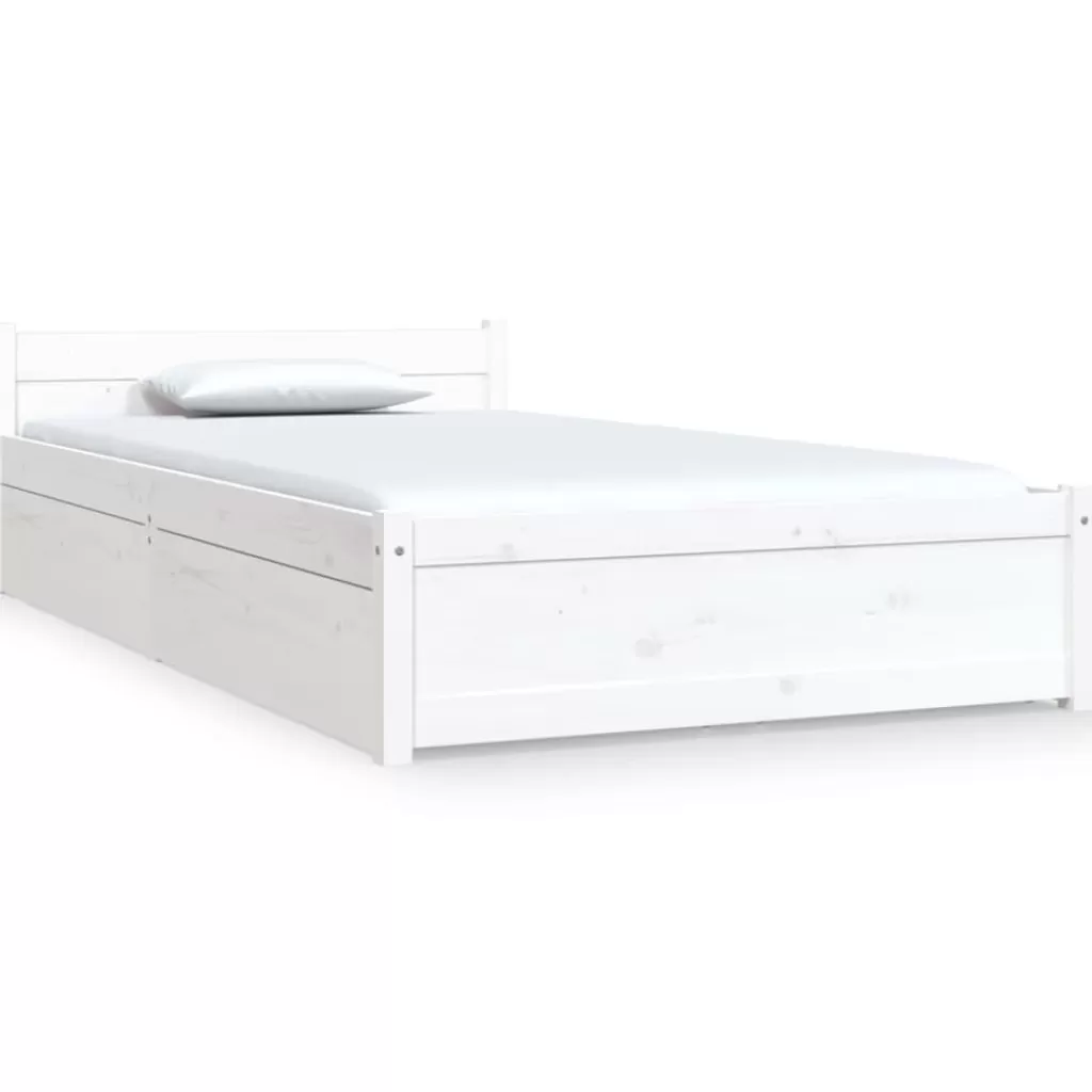 vidaXL Bedden & Accessoires> Bedframe Met Lades Wit 90X200 Cm