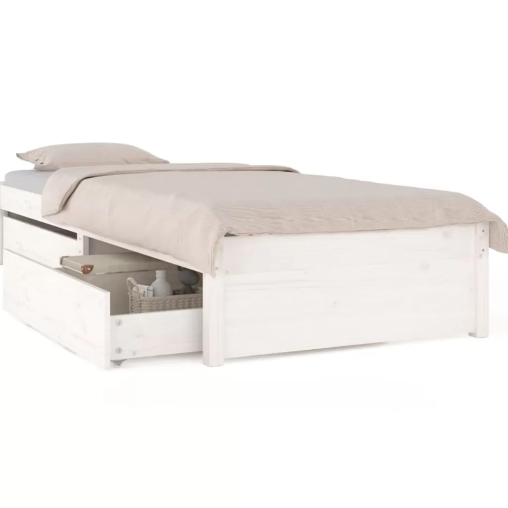 vidaXL Bedden & Accessoires> Bedframe Met Lades Wit 90X200 Cm