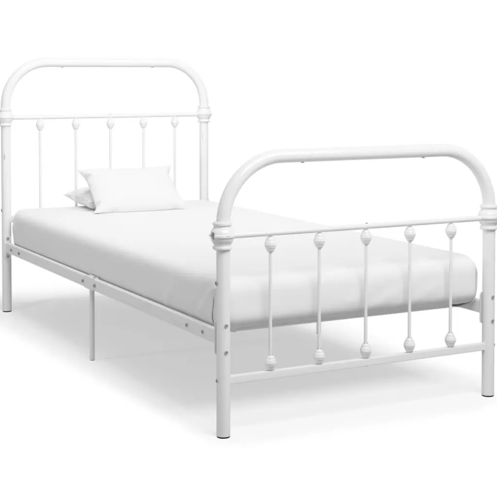 vidaXL Bedden & Accessoires> Bedframe Metaal Wit 90X200 Cm