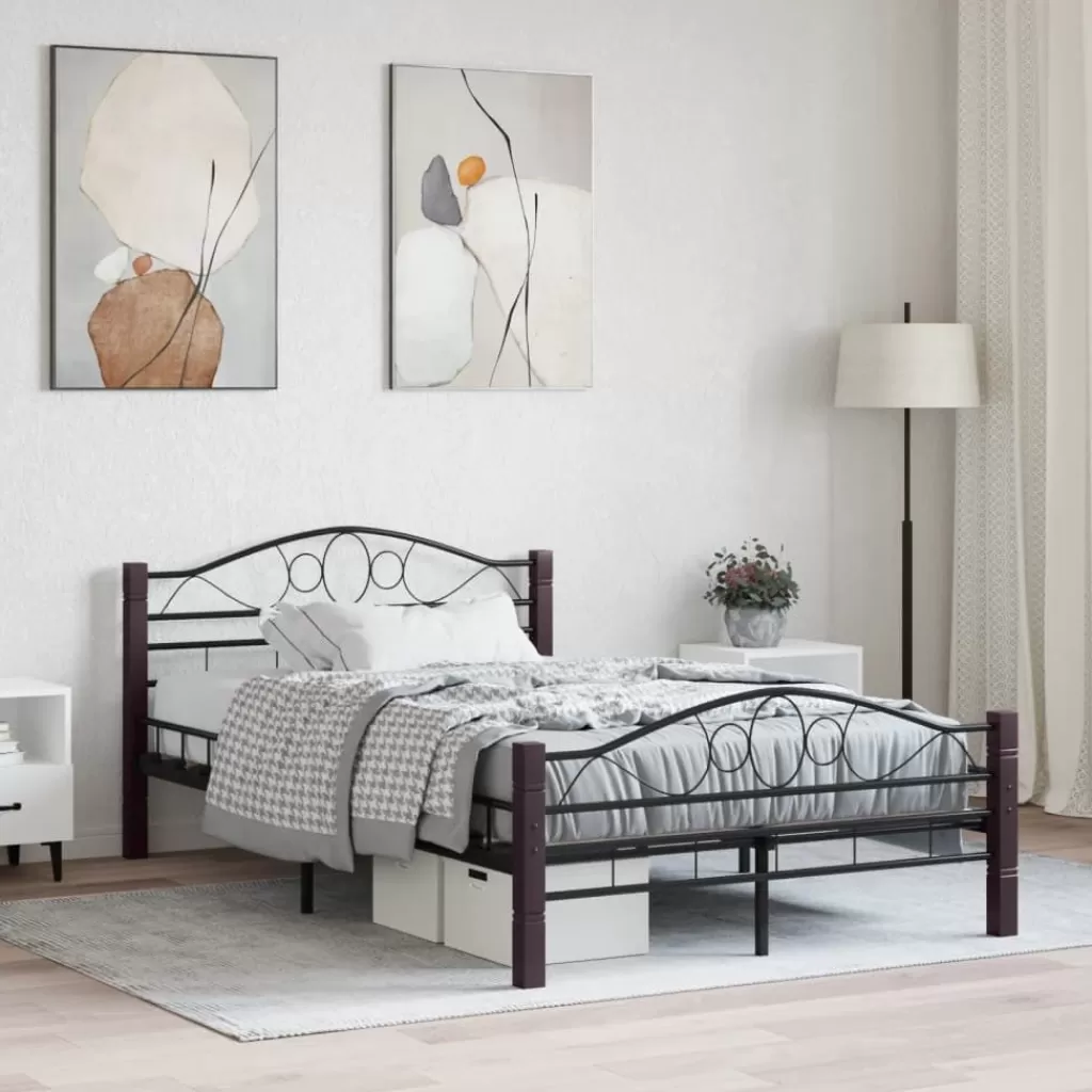 vidaXL Bedden & Accessoires> Bedframe Metaal Zwart 120X200 Cm